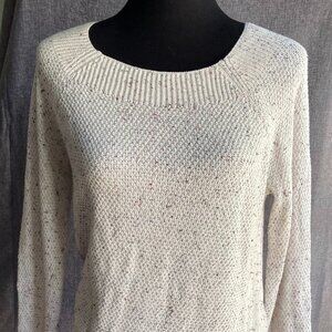 Cream Textured Knit Cotton Sweater